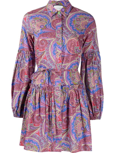 Alexis Zamata Paisley-print Dress With Pleats In Berry Paisley