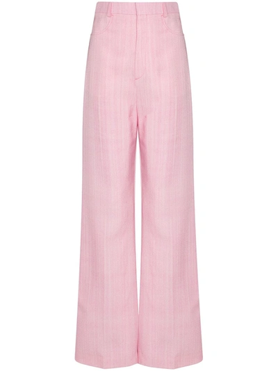Jacquemus Santon High-rise Cropped Wide-leg Trousers In Pink