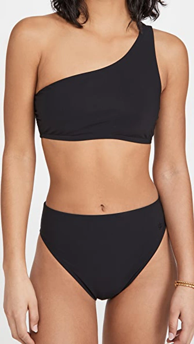 Tory Burch One-shoulder Solid Bikini Top In Black