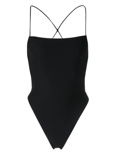 Tory Burch Solid Tie-back One-piece Swimsuit In Black