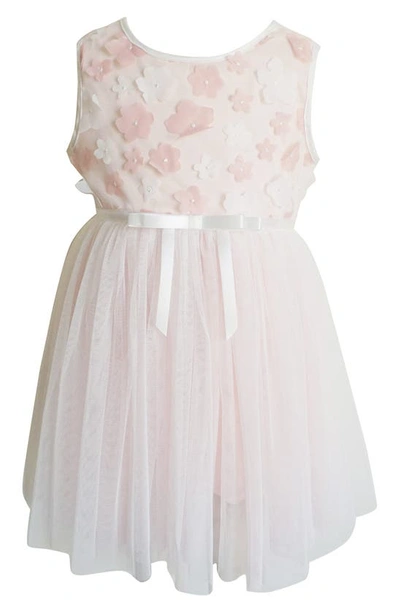 Popatu Babies' 3d Floral Tulle Dress In Peach