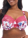 Elomi Full Figure Morgan Banded Underwire Stretch Lace Bra El4110, Online Only In Pink Floral