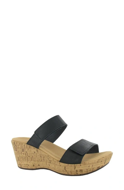 Naot Caveran Platform Slide Sandal In Soft Black Leather