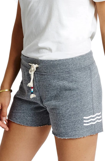Sol Angeles Waves Raw-edge Hem Drawstring Shorts In Heather