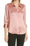 L Agence Dani Three-quarter Sleeve Silk Blouse In Pink