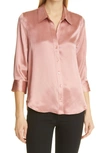 L'agence Dani Three-quarter Sleeve Silk Blouse In Rose Tan