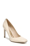 Sam Edelman Women's Beth Square Toe Embossed High Heel Pumps In Eggshell Leather