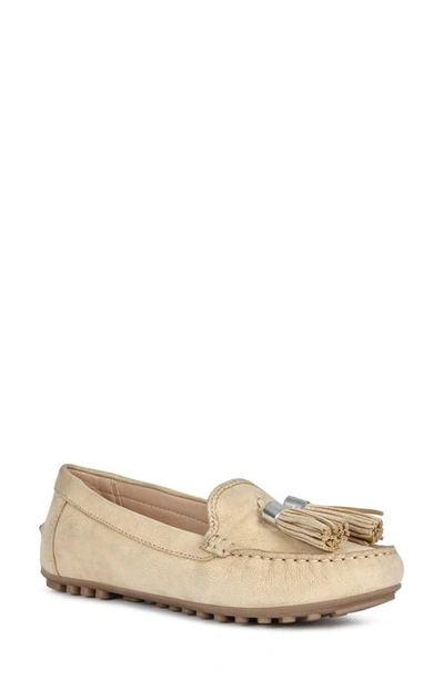 Geox Leather Tassel Driver Loafers, Sand In Beige