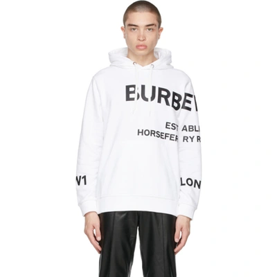 Burberry White 'horseferry' Hoodie