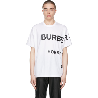 Burberry White Oversized 'horseferry' Print T-shirt In White