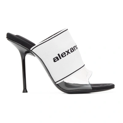 Alexander Wang Sienna Logo-jacquard Stretch-knit And Pvc Mules In White