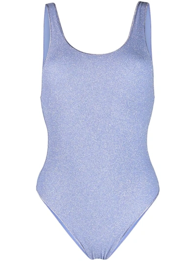 Oseree Lavender Shine Sporty Maillot One-piece Swimsuit In Blue