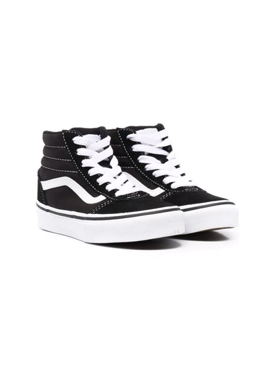 Vans Kids' Sk8-hi Leather-canvas High-top Trainers 4-8 Years In Blk/white