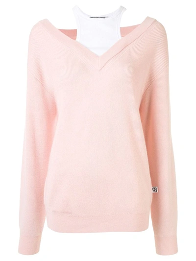 Alexander Wang T Bi-layer Knit Jumper Dress Light Peach In Pink