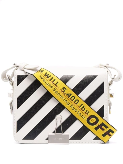 Off-white Diag-stripe Leather Shoulder Bag In White