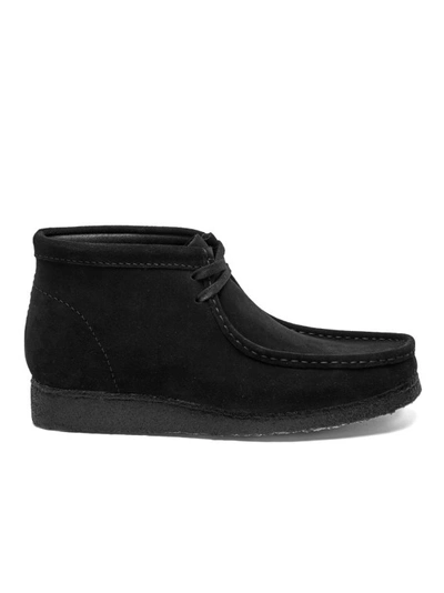 Clarks Black Wallabee Ankle-length Suede Boots In Black Suede