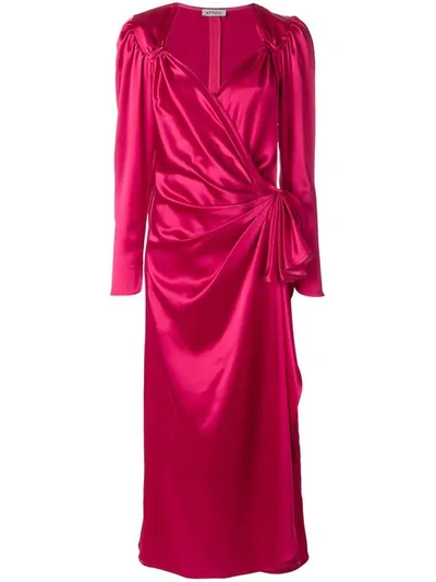 Attico Pat Sweetheart-neck Asymmetric Satin Dress In Pink