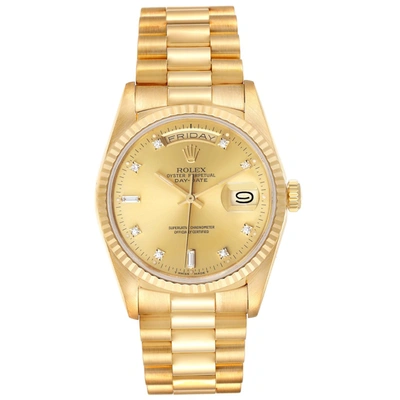 Rolex President Day-date Yellow Gold Diamond Dial Mens Watch 18238