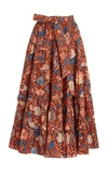 Ulla Johnson Women's Sigrid Floral Cotton Midi Skirt In White,blue