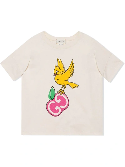 Gucci Kids' Children's Gg Apple Print T-shirt In White