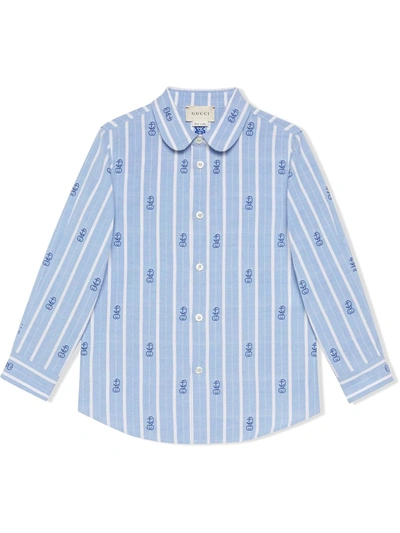 Gucci Kids' Children's Anchor And Interlocking G Fil Coupé Shirt In Light Blue