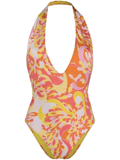 Emilio Pucci + Net Sustain Printed Halterneck Swimsuit In Rosa
