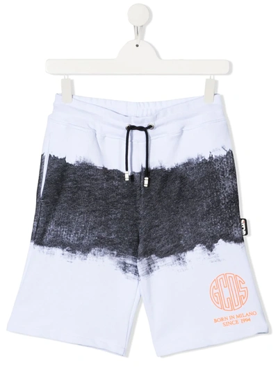 Gcds Teen Painterly-print Cotton Shorts In White