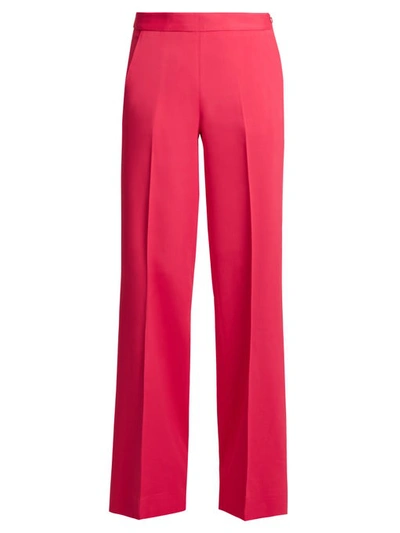 Oscar De La Renta High-rise Wide-leg Stretch-cady Trousers In Pink
