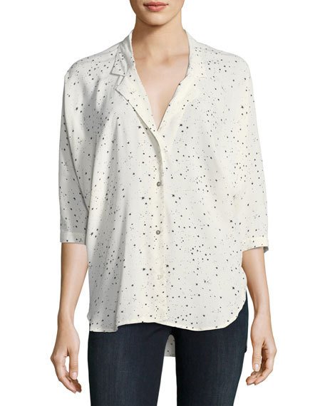 Knot Sisters Star-print Button-front Blouse In Black Pattern | ModeSens