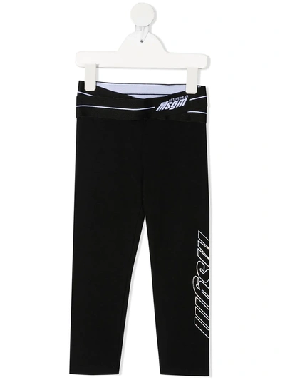 Msgm Teen Logo-waistband Track Pants In Nero