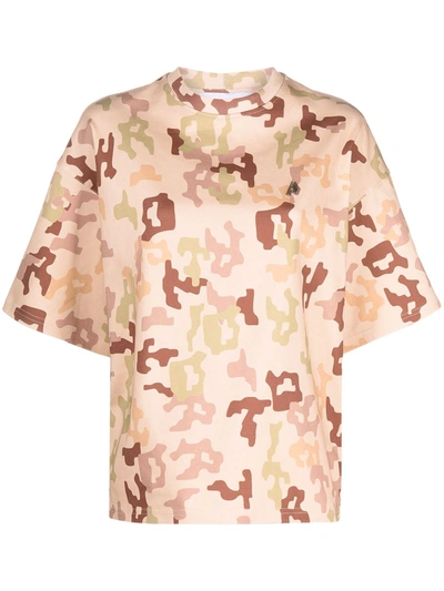 Attico Cara Embellished Camouflage-print Cotton-jersey T-shirt In Neutrals