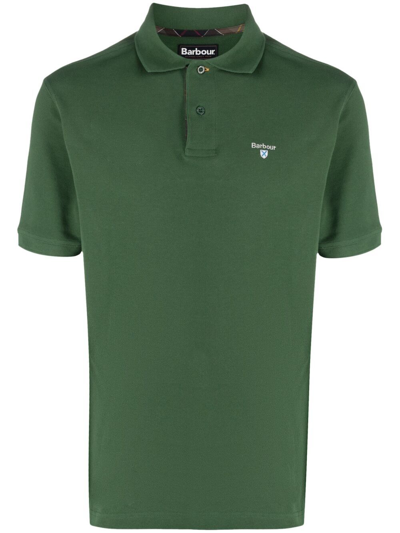 Barbour Polo Shirt In Pique Cotton With Logo In Green
