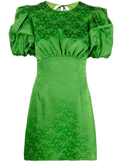 Andamane Gloria Floral Jacquard Satin Mini Dress In Green