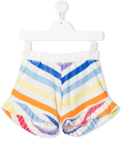 Douuod Kids' Shorts A Righe Con Ruches In Multicolor