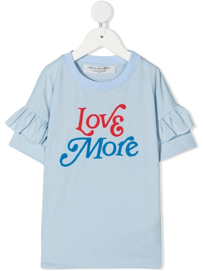 Philosophy Di Lorenzo Serafini Teen Slogan-print Ruffled T-shirt In Blue