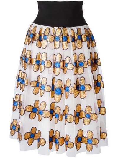 Christopher Kane Midi Glitter Flower Skirt