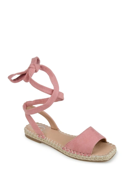 Journee Collection Emelie Womens Faux Suede Square Toe Flat Sandals In Rose