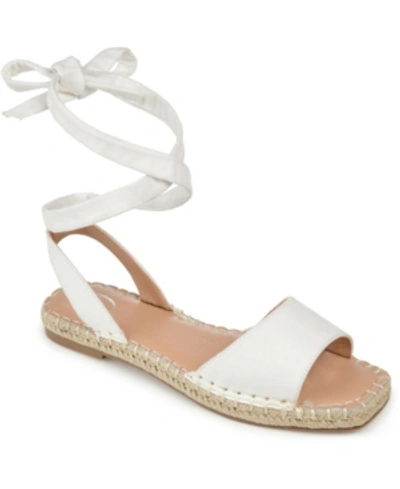 Journee Collection Women's Emelie Espadrille Flat Sandals In White