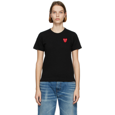 Comme Des Garçons Play Logo Hear Print T-shirt In Black