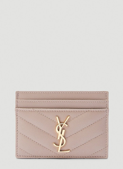 Saint Laurent 驼色 Monogram 卡包 In Beige