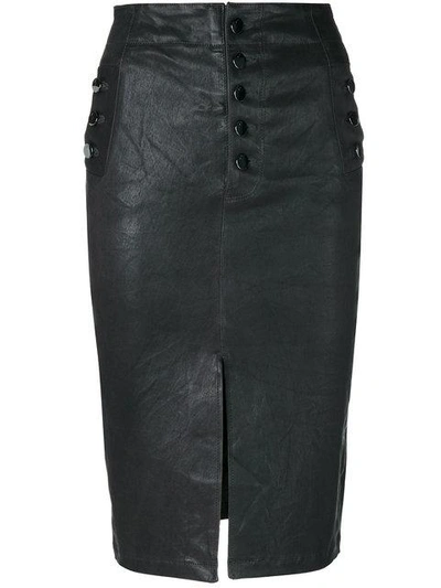 J Brand Natasha High Waist Leather Skirt In Black