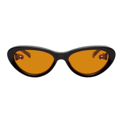 Doublet Grey Cat's Eye Flame Sunglasses In D.grey/oran