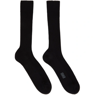 Tom Ford Black Cotton Ribbed Short Socks In K09 Black
