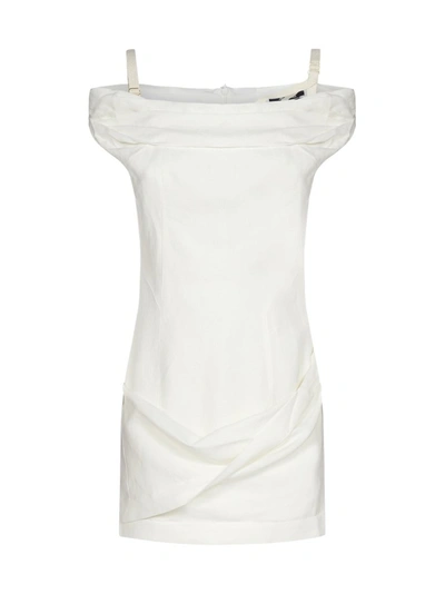 Jacquemus Strap Shoulder Mini Dress In White