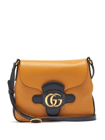 Gucci Yellow Dahlia Leather Cross Body Bag In Orange