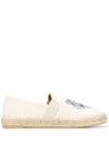 Kenzo Ladies Putty Tiger Embroidery Espadrilles In White,black,green