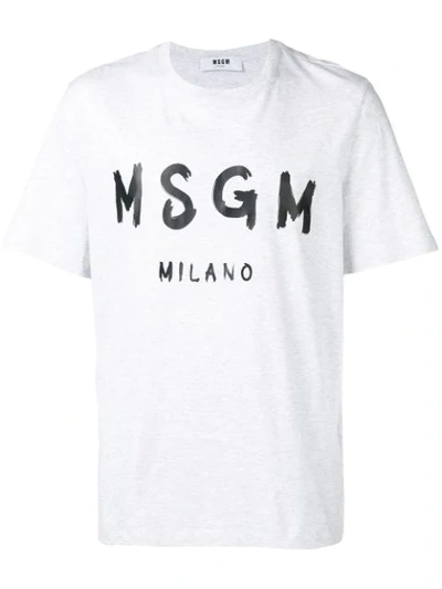 Msgm Logo Print T-shirt In Grey