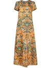 La Doublej Floral Print Swing Dress In Tree Of Life Arancio