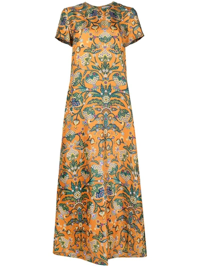 La Doublej Floral Print Swing Dress In Tree Of Life Arancio | ModeSens
