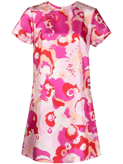 La Doublej La Double J Floral Print Mini Dress In Peonia-rosa